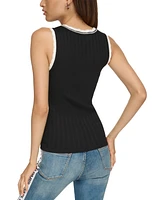 Karl Lagerfeld Paris Petite Lace-Trim Ribbed Sweater Vest, First@Macy's