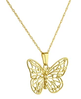 Filigree Openwork Butterfly 18" Pendant Necklace in 10k Gold