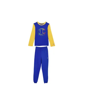 Champion Little Boys Colorblocked Long Sleeves T-shirt and Jersey Pants, 2 Piece Set