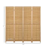 Homcom Bamboo Woven 4 Panel Room Divider, 5.5', Natural