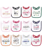 Little Treasure Baby Girl Cotton Bibs 12pk, Holiday Fancy Girl, One Size