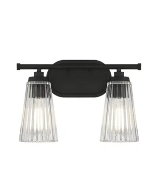 Savoy House Chantilly 2-Light Bathroom Vanity Light with Clear Fluted Glass Shades (14" W x 10"H)