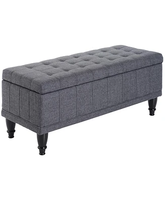 Homcom Lift Top Fabric Storage Shoe Bench Ottoman Stool Tufted Home Furniture