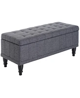 Homcom Lift Top Fabric Storage Shoe Bench Ottoman Stool Tufted Home Furniture