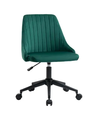 Vinsetto Mid-Back Office Chair, Velvet Fabric Swivel Scallop Shape Computer Desk Chair for Home Office or Bedroom