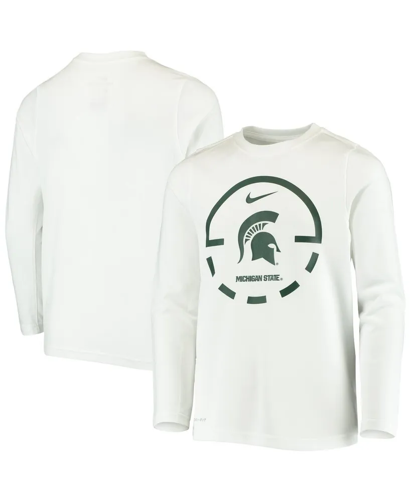 Big Boys Nike White Michigan State Spartans Basketball Legend Performance Long Sleeve T-shirt