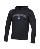 Men's Under Armour Black Northwestern Wildcats 2023 Sideline Tech Hooded Raglan Long Sleeve T-shirt