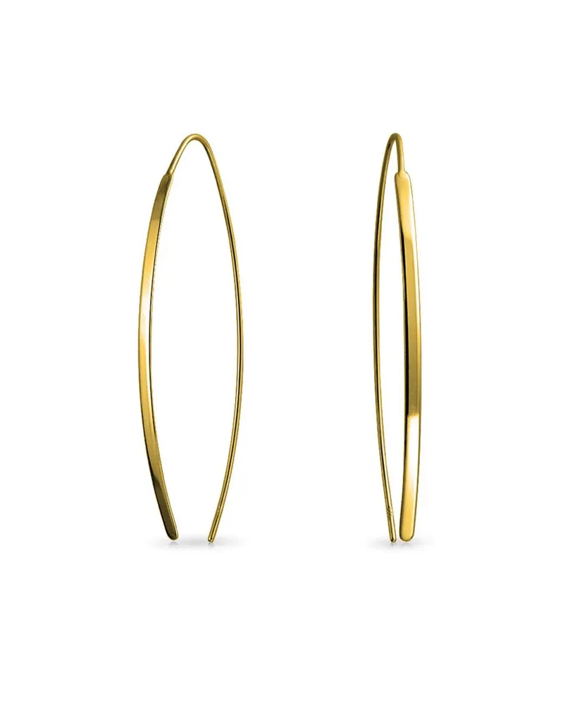 Bling Jewelry Delicate Minimalist Modern Long Thin Line Linear Threader Earrings For Women .925 Sterling Silver