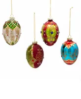 Kurt Adler 65mm Glass Egg Ornaments, 4 Piece Set