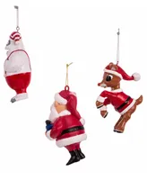 Kurt Adler Rudolph the Red Nose Reindeer Blow Mold Ornament, 3-Piece Set