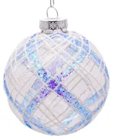 Kurt Adler 80mm Plaid Glass Ball Ornaments, 6 Piece Set