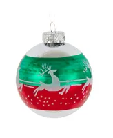 Kurt Adler 80mm Reindeer Glass Ball Ornaments, 6 Piece Set