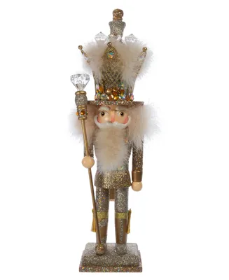 Kurt Adler 16" Hollywood Platinum and Glitter King Nutcracker