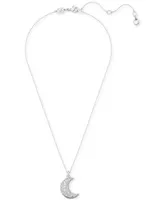 Swarovski Rhodium-Plated Pave Moon Pendant Necklace, 15-3/4" + 2-3/4"