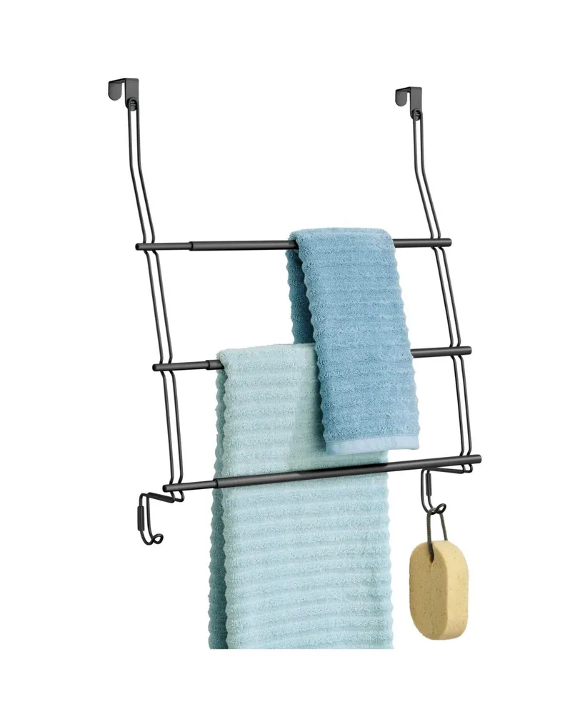 mDesign Expandable Metal Over Door Bathroom Towel Holder, 2 Hooks