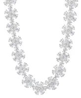 Arabella Cubic Zirconia Flower Cluster 18" Collar Necklace in Sterling Silver