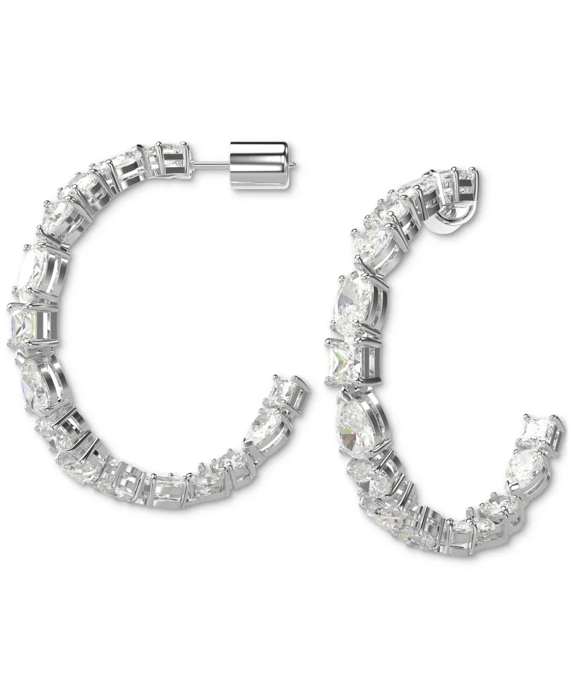 Swarovski Rhodium-Plated Medium Mixed Crystal C-Hoop Earrings, 1.54"
