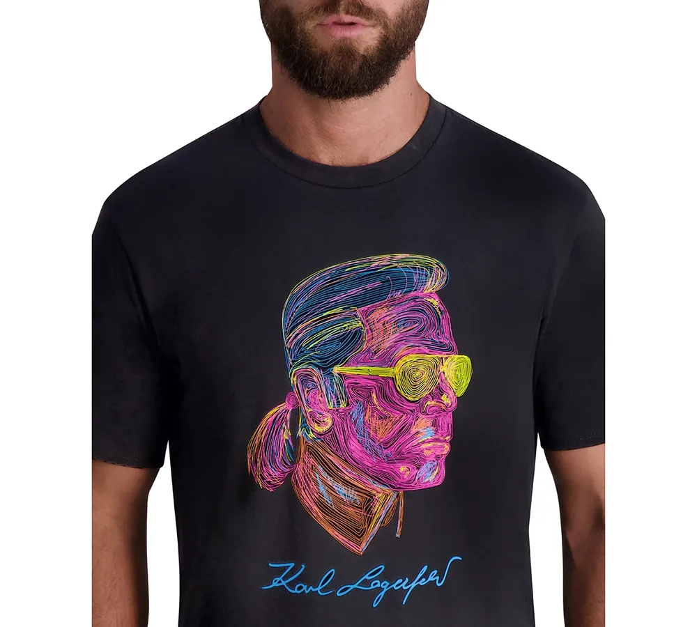 Karl Lagerfeld Paris Men's Multicolor Face Graphic T-Shirt