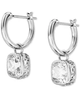 Swarovski Silver-Tone Zirconia & Crystal Square Dangle Hoop Earrings