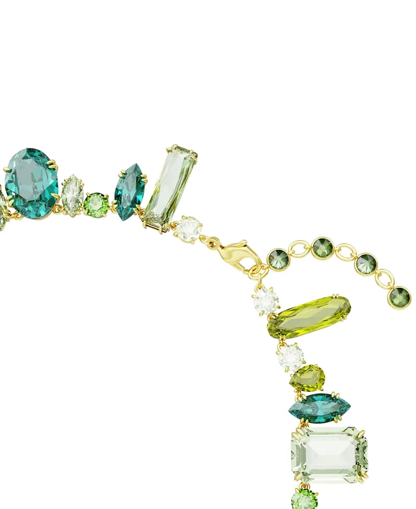 Swarovski Gold-Tone Green-Hued Crystal Mixed Cut Collar Necklace, 14" + 1-3/4" extender