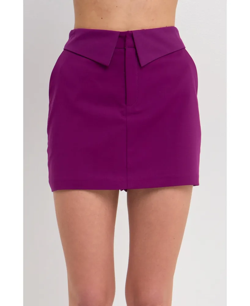 endless rose Women's Fold Waist Mini Skort