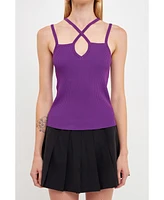 endless rose Women's Strap Detail Fitted Knit Top