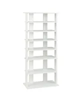 Costway Patented 7-Tier Double Rows Shoe Rack Vertical Wooden Shoe Storage Organizer Rustic