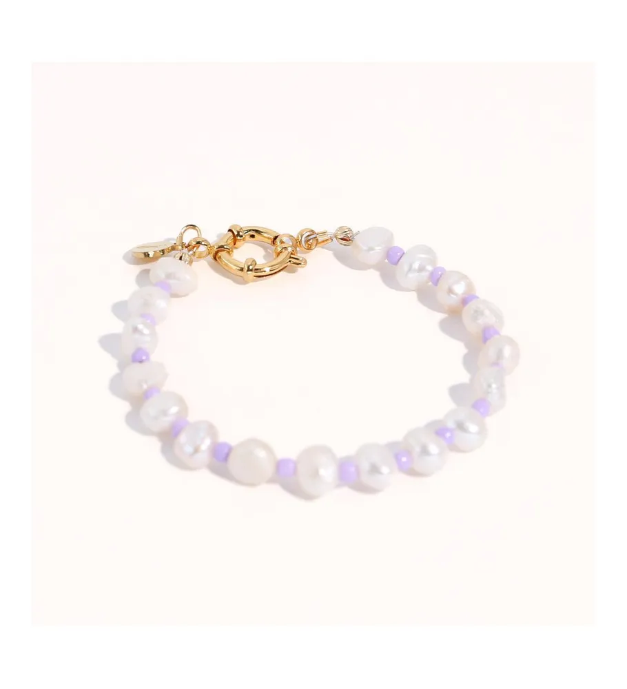 Joey Baby 18K Gold Plated Freshwater Pearls with Purple Glass Beads
