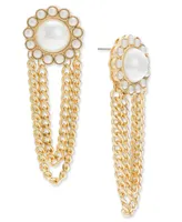 On 34th Gold-Tone Imitation Pearl Chain Drop Earrings, Created for Macy's