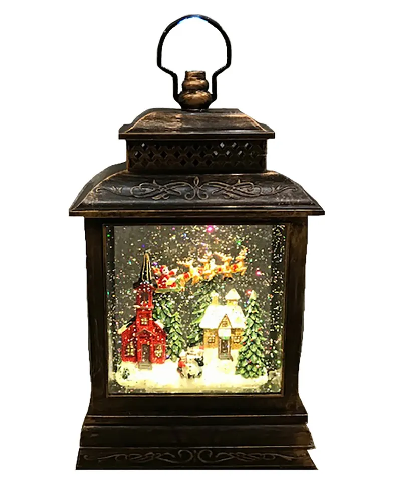 Kurt Adler Kurt Adler 10.4" Battery-Operated Light Up Santa Water Lantern with Projector