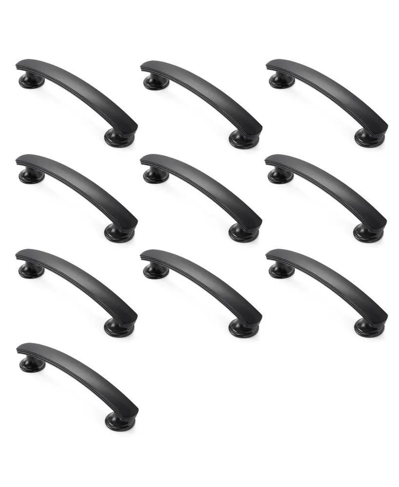 Cauldham Solid Matte Black Arch Cabinet Pulls 3.75" Hole Centers 10 Pk