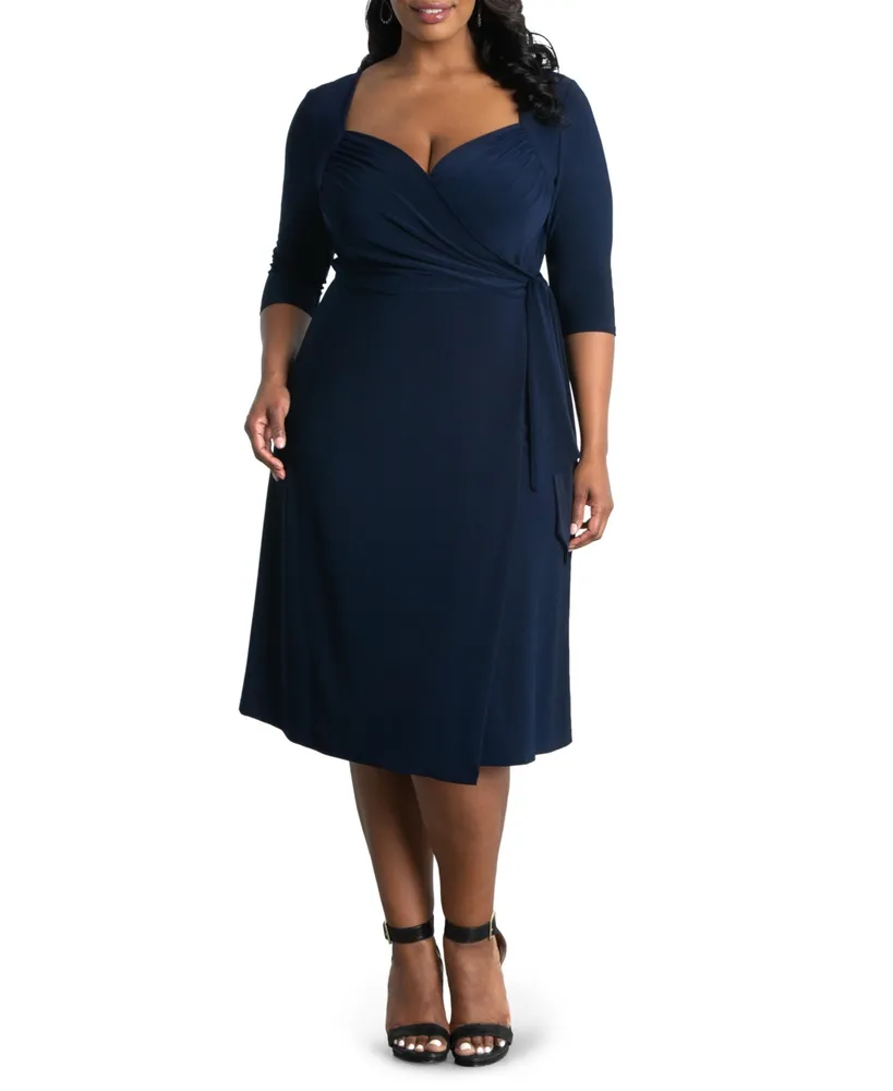 Women's Flattering Plus Size Essential Wrap Dress by Kiyonna