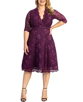 Women's Plus Mademoiselle Lace Cocktail Dress with Sleeves