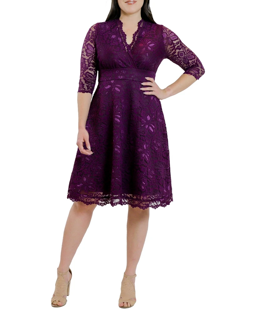 Kiyonna Women's Mademoiselle Lace Cocktail Dress with Sleeves