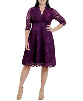 Kiyonna Women's Mademoiselle Lace Cocktail Dress with Sleeves