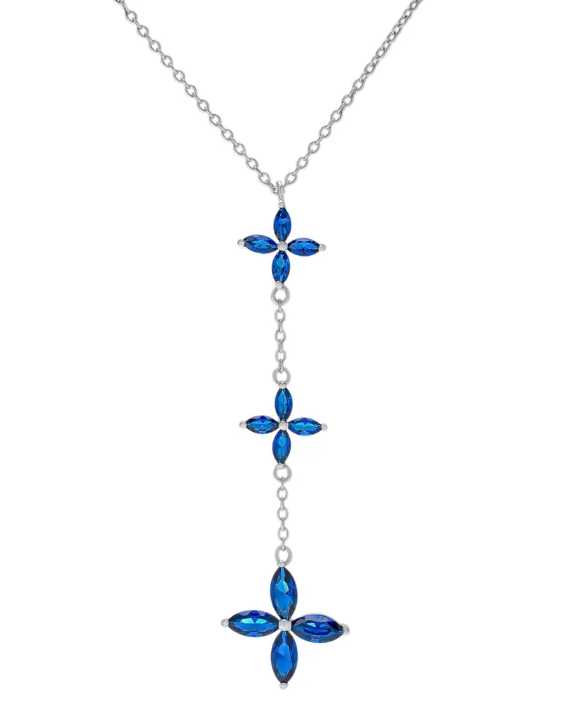 Lab-Grown Blue Spinel Flower Cluster 18" Lariat Necklace (1-1/2 ct. t.w.) in Sterling Silver