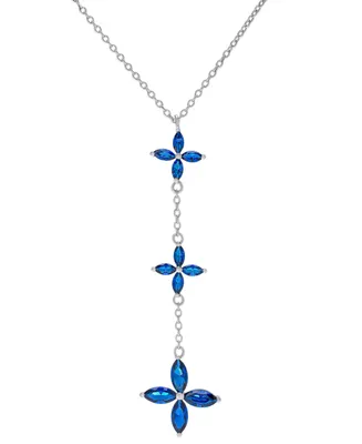 Lab-Grown Blue Spinel Flower Cluster 18" Lariat Necklace (1-1/2 ct. t.w.) in Sterling Silver