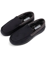 Haggar Men's Indoor/Outdoor Microsuede Venetian Slipper with Plaid Fleece Lining