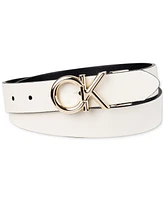 Calvin Klein Women's Reversible Puffed Ck Monogram Buckle Belt