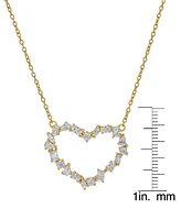 Lab-Grown White Sapphire Multi-Cut Open Heart 18" Pendant Necklace (1-1/2 ct. t.w.) in 14k Gold-Plated Sterling Silver