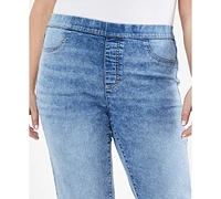 Style & Co Plus Size Mid Rise Straight-Leg Pull-On Jeans, Created for Macy's