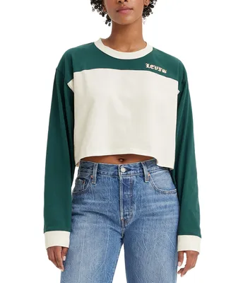 Levi's Women's Graphic Cropped Long-Sleeve Football T-Shirt