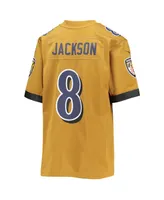 Big Boys Nike Lamar Jackson Gold Baltimore Ravens Inverted Team Game Jersey