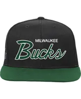 Big Boys and Girls Mitchell & Ness Black Milwaukee Bucks Team Script Snapback Hat