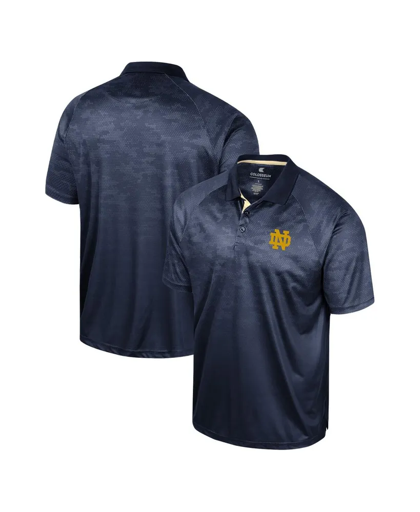 Men's Colosseum Navy Notre Dame Fighting Irish Honeycomb Raglan Polo Shirt