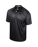 Men's Colosseum Black Purdue Boilermakers Honeycomb Raglan Polo Shirt