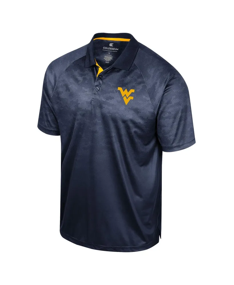 Men's Colosseum Navy West Virginia Mountaineers Honeycomb Raglan Polo Shirt