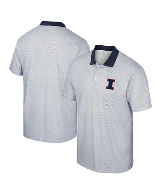 Men's Colosseum White, Navy Illinois Fighting Illini Print Stripe Polo Shirt