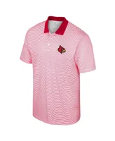 Men's Colosseum White, Red Louisville Cardinals Print Stripe Polo Shirt