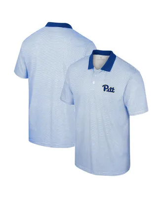 Men's Colosseum White, Royal Pitt Panthers Print Stripe Polo Shirt